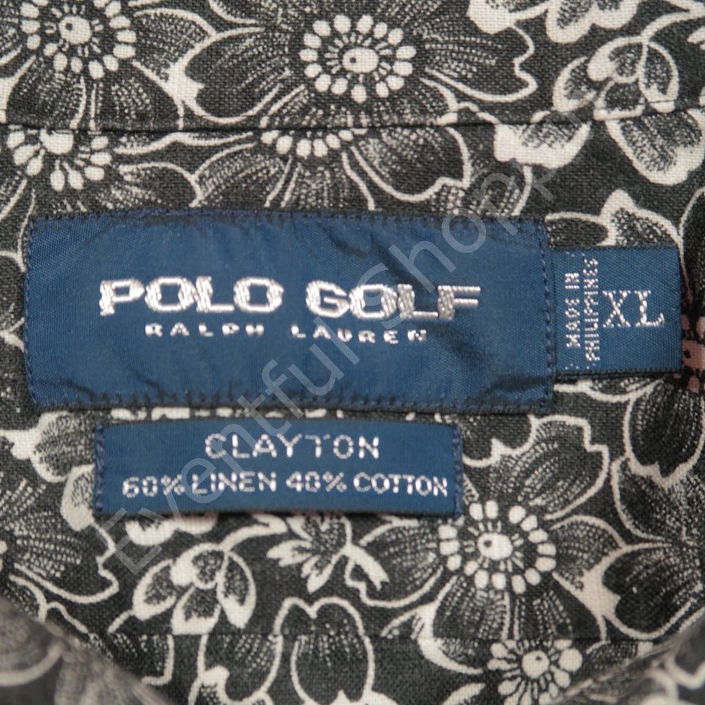 Polo Golf Ralph Lauren Vintage 1990s Linen Cotton Hibiscus Sport Shirt Size XL - Picture 4 of 5